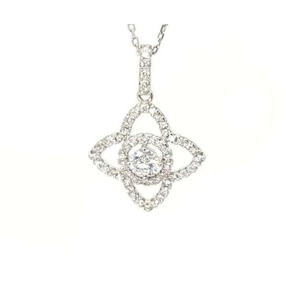 Bella Luce, Alhambra Round Diamond Simulant 925 Sterling Silver Pendant 18" - Picture 1 of 4